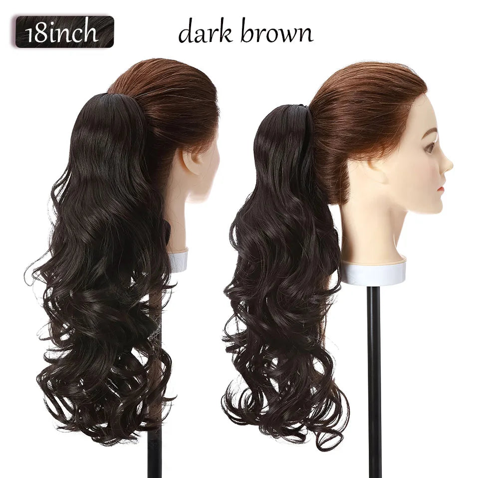 S-noilite Synthetic 12-26inch Claw Clip On Ponytail Hair Extension Ponytail Extension Hair For Women Pony Tail Hair Hairpiece