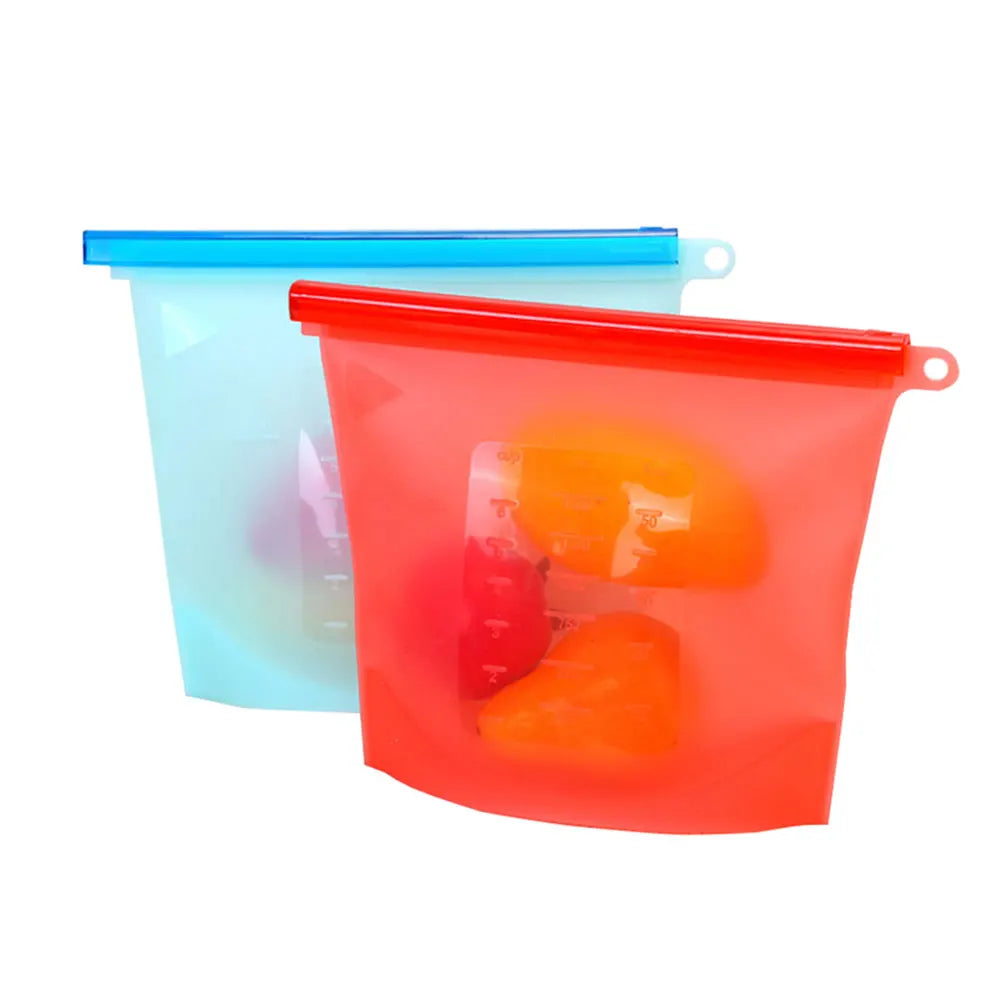 Silicone Bags Reusable Silicone Food Bag Airtight Seal Food Preservation Bag Food Grade for Vegetable, Liquid, Snack, Meat