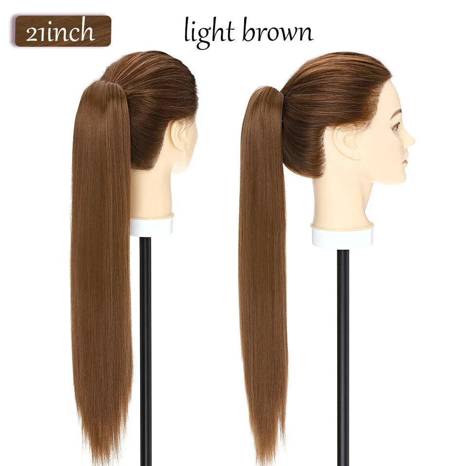 S-noilite Synthetic 12-26inch Claw Clip On Ponytail Hair Extension Ponytail Extension Hair For Women Pony Tail Hair Hairpiece