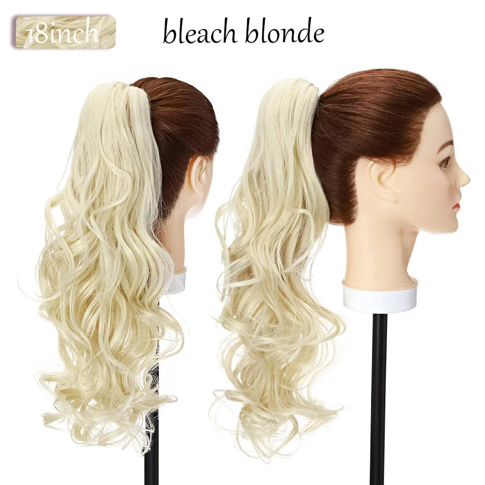 S-noilite Synthetic 12-26inch Claw Clip On Ponytail Hair Extension Ponytail Extension Hair For Women Pony Tail Hair Hairpiece