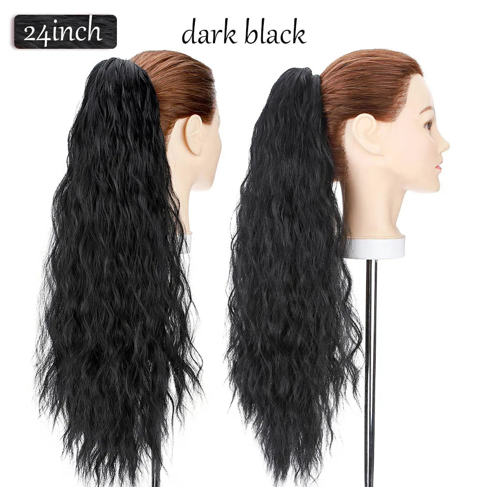 S-noilite Synthetic 12-26inch Claw Clip On Ponytail Hair Extension Ponytail Extension Hair For Women Pony Tail Hair Hairpiece