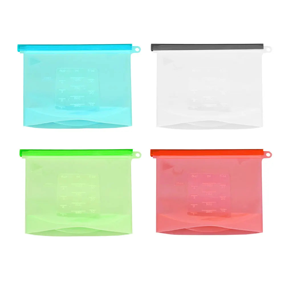 Silicone Bags Reusable Silicone Food Bag Airtight Seal Food Preservation Bag Food Grade for Vegetable, Liquid, Snack, Meat