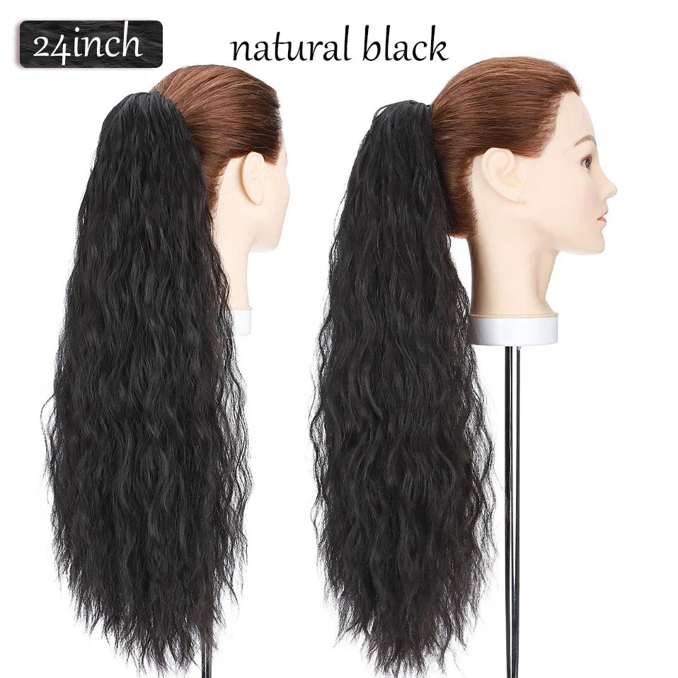 S-noilite Synthetic 12-26inch Claw Clip On Ponytail Hair Extension Ponytail Extension Hair For Women Pony Tail Hair Hairpiece