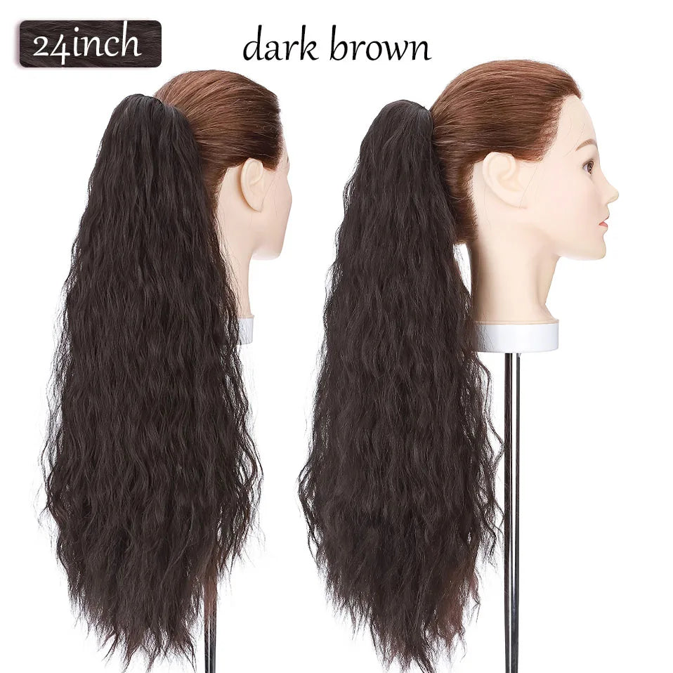 S-noilite Synthetic 12-26inch Claw Clip On Ponytail Hair Extension Ponytail Extension Hair For Women Pony Tail Hair Hairpiece