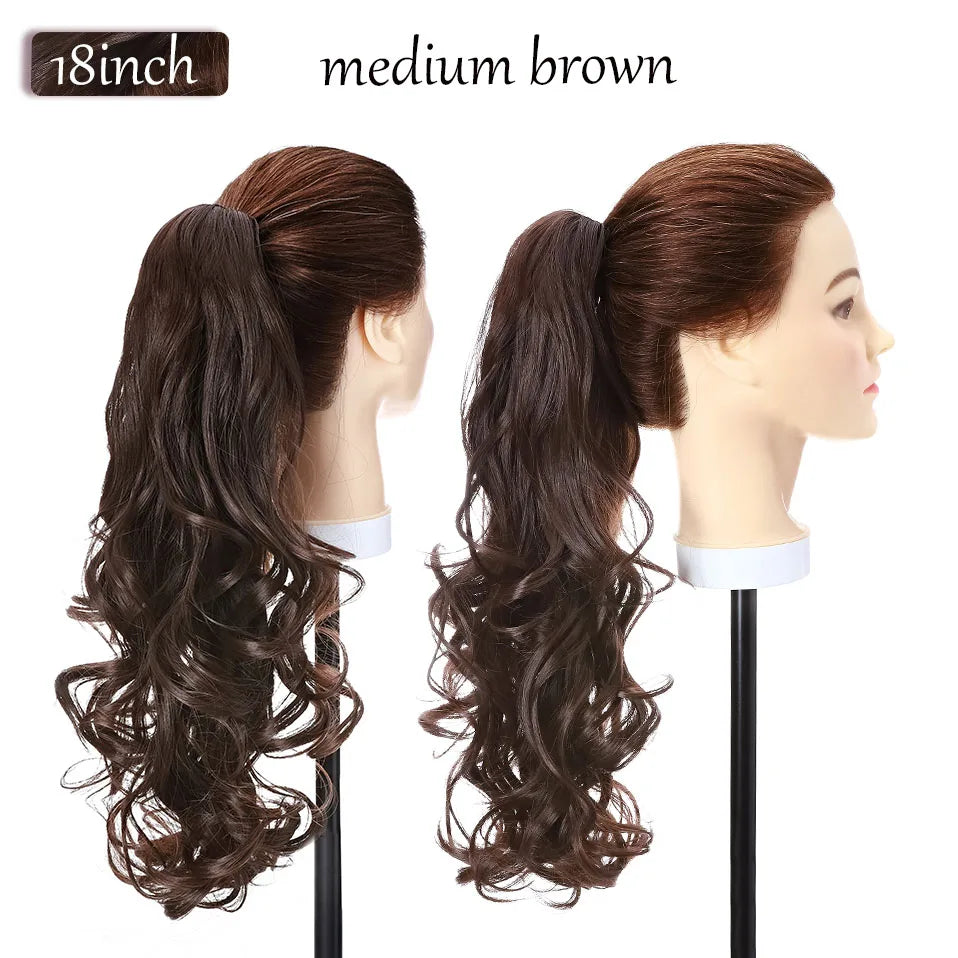 S-noilite Synthetic 12-26inch Claw Clip On Ponytail Hair Extension Ponytail Extension Hair For Women Pony Tail Hair Hairpiece