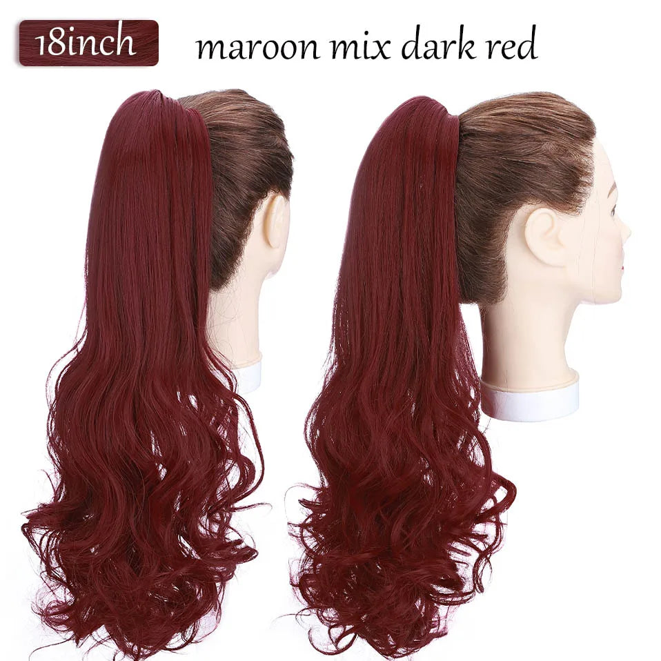 S-noilite Synthetic 12-26inch Claw Clip On Ponytail Hair Extension Ponytail Extension Hair For Women Pony Tail Hair Hairpiece