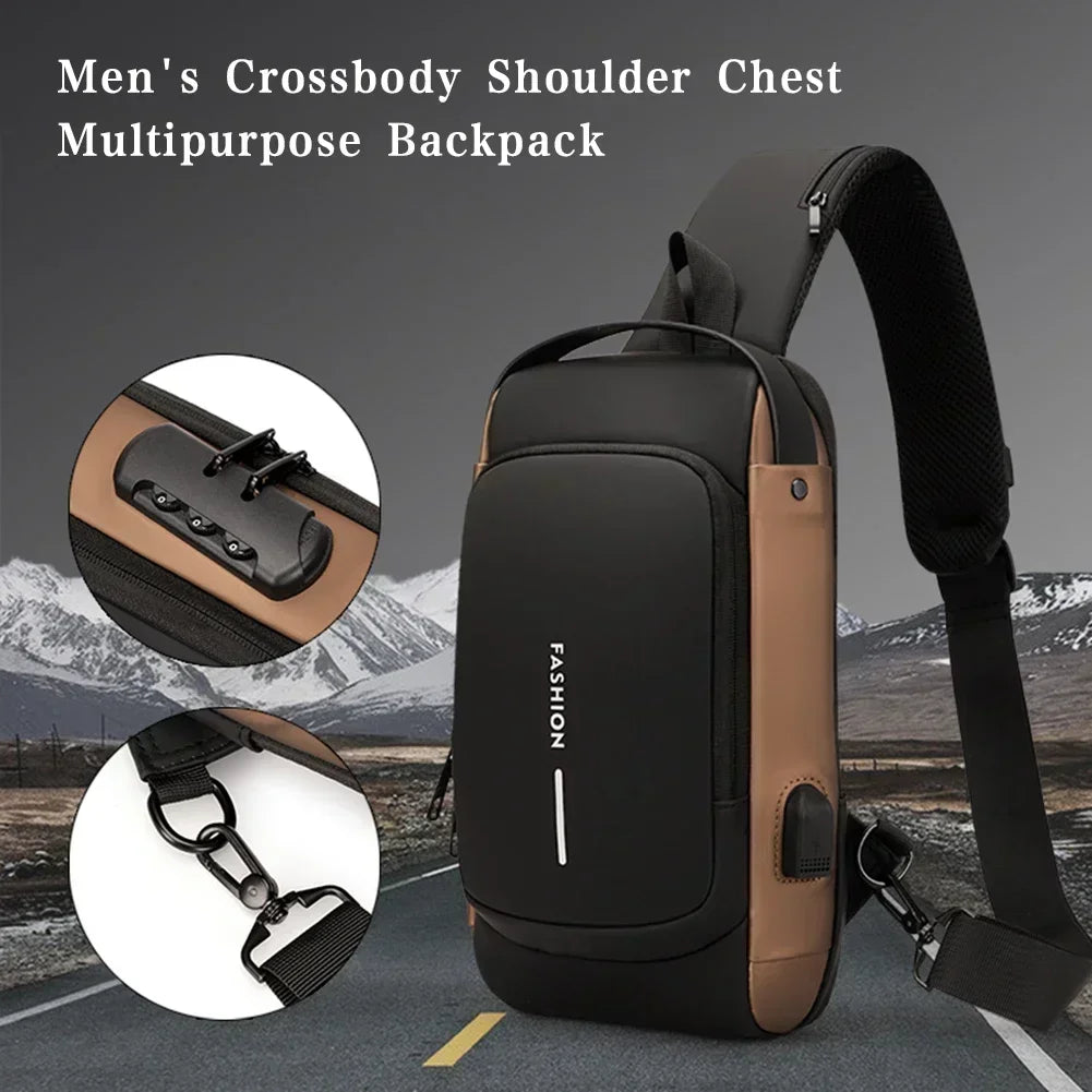 Multifunction Designer Anti-theft USB Shoulder Bag Crossbody Travel Sling Pack Messenger Pack Chest Bag Male Luxury Brand Men