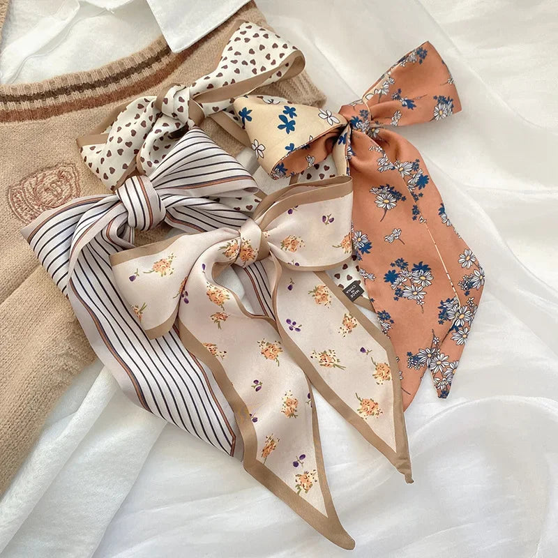 Gorgeous Long Silk Scarf Headband for for Women, Aesthetic Boho Hair Scarf Wrap, Party Holiday Beach Weekend Unique Chic