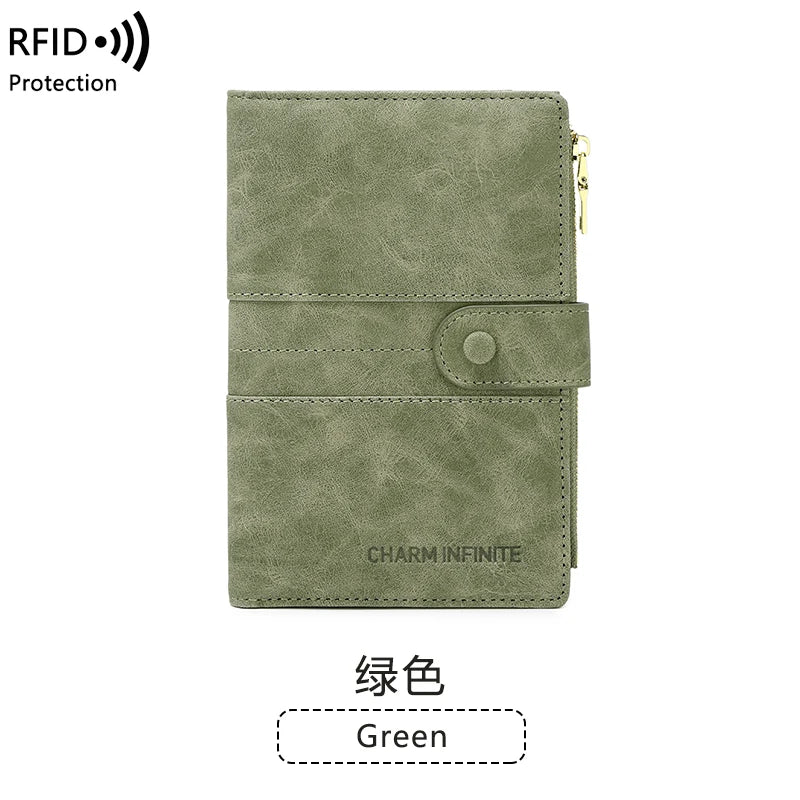 RFID Blocking Passport Bag, PU Solid Color, Zipper Buckle Wallet, Ticket Card Holder, Multi-functional Travel Passport Holder