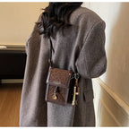 Cell Phone Crossbody Bag for Women Leopard Print PU Leather Purse with Charms Fashion Mini Shoulder Bag for Daily Shopping