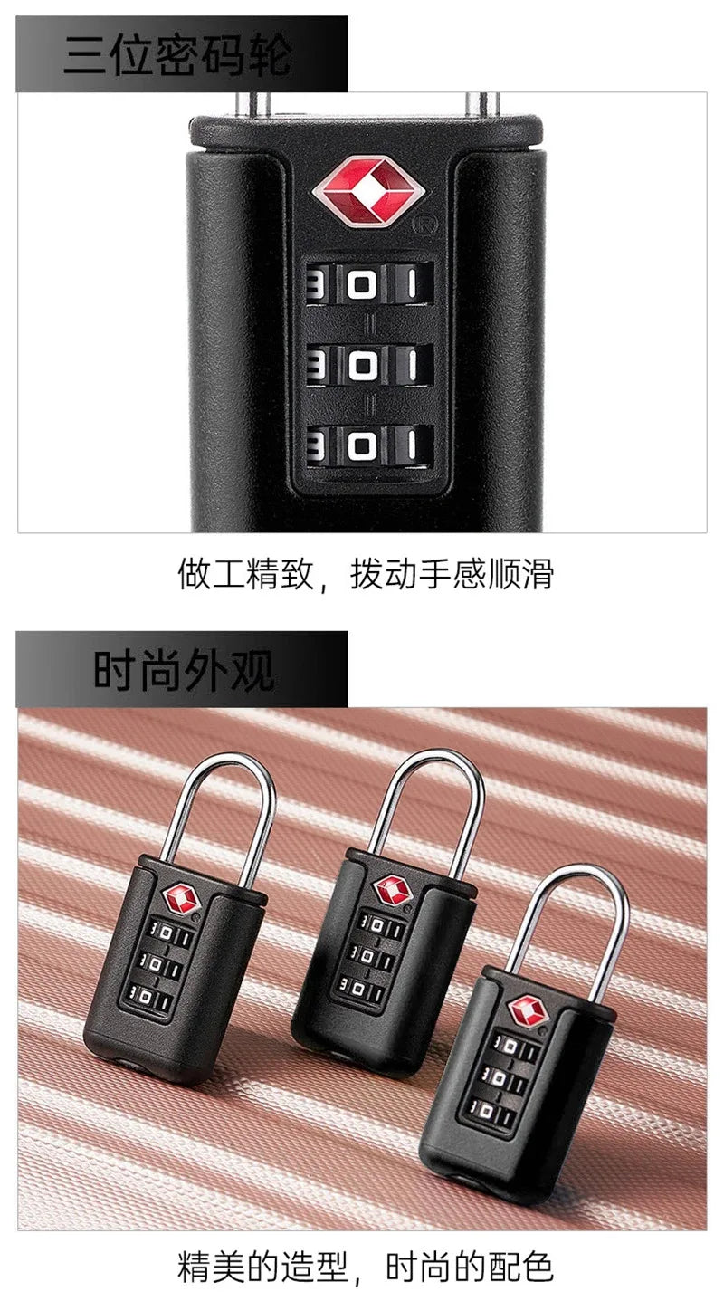 Tsa Approved Luggage Locks, Tsa Locks for Luggage, 3 Digit Combination Padlocks Travel Lock for Suitcases & Baggage (Black)