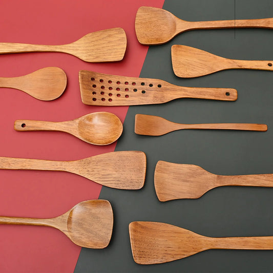 Wooden Cooking Utensils, Wood Spoons Wooden shovels For Cooking Environmentally Friendly Safe Home Kitchen Utensils Set