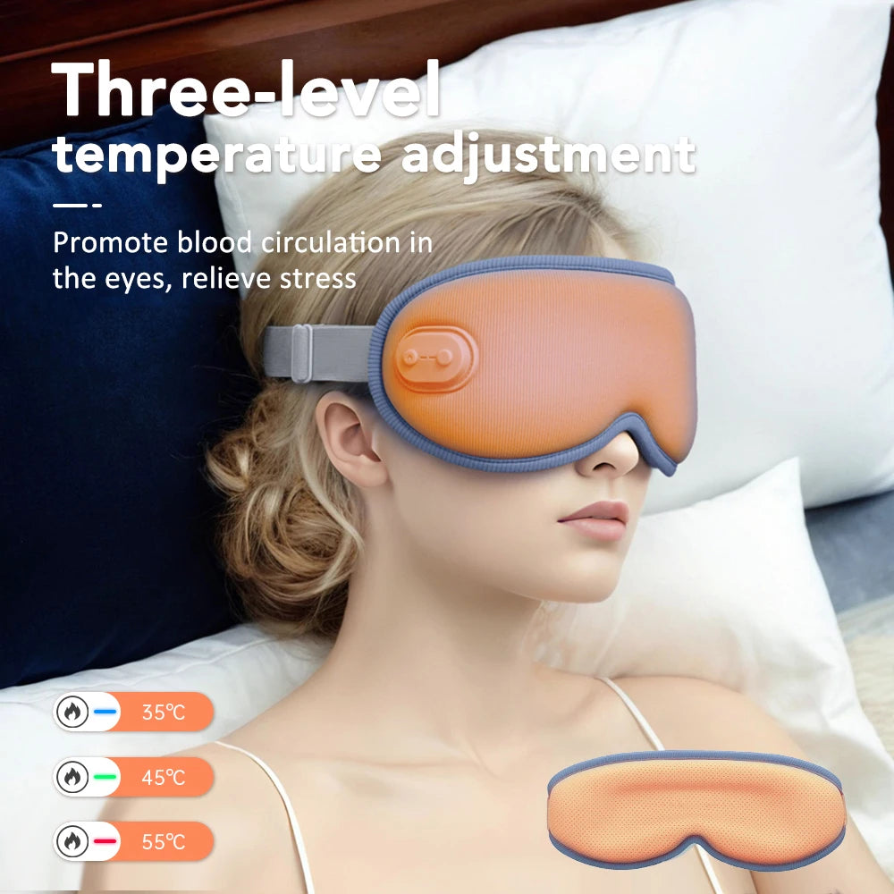 3D Eye Massager 5 Vibration 3 levels Temperature Heating Sleep Mask for Office Travel Reduce Dark Circles Eye Fatigue Eye Shade