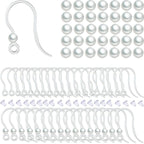 400Pcs:100Pc Hypoallergenic Earring Findings - Clear Hooks, Studs, 200 Backs & 100 Pearls Kit