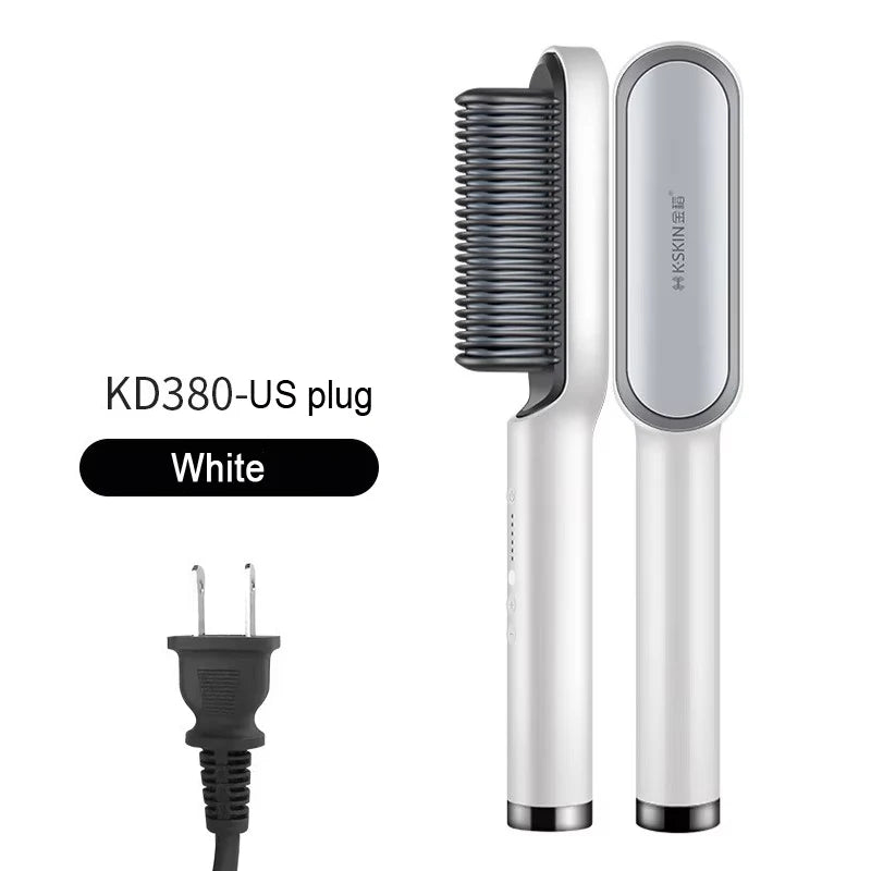 2in1 Hair Styler Straightening  Hot Comb Fast Heated Ceramic Negative Ion Curler Straightener Brush Anti-Scalding Styling Tools