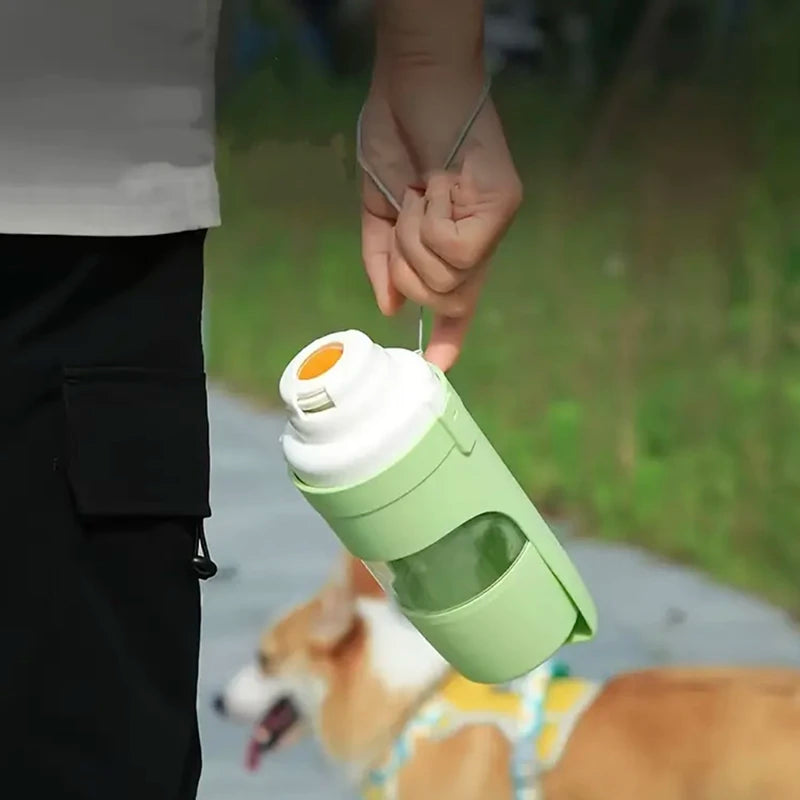 Pet Travel Water Bottle Portable with Food Container Foldable 2in1 Pet Outdoor Bowl Puppy Dog Cat Travel Drinking Food Feeder