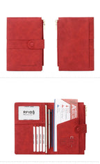 RFID Blocking Passport Bag, PU Solid Color, Zipper Buckle Wallet, Ticket Card Holder, Multi-functional Travel Passport Holder