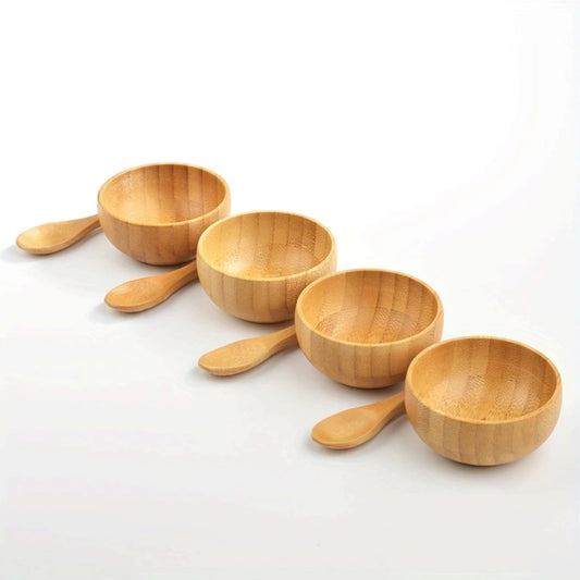 Eco-Friendly Bamboo Facial Mask DIY Kit with Measuring Bowl & Spoon, Hypoallergenic Chemical-Free Home Spa Set