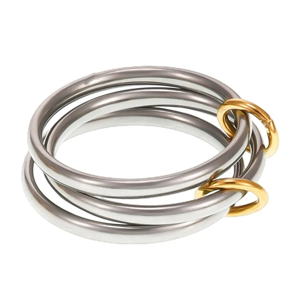 Stackable Rings for Women Statement Mixed Metals Multi Ring Stack Cubic Zirconia Connected Bands Stacking Jewelry