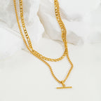 Layered Necklace for Women Minimalist Stackable - 18K Gold Plated Stainless Steel Hypoallergenic Elegant Double Chain Jewelry