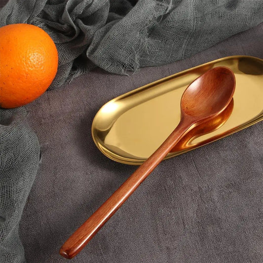 Eco Friendly Wooden Flatware Ellipse Mixing Long Handle Cooking Supplies Wooden Spoons Kitchen Utensil Soup Spoons