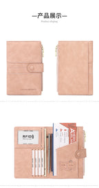 RFID Blocking Passport Bag, PU Solid Color, Zipper Buckle Wallet, Ticket Card Holder, Multi-functional Travel Passport Holder