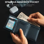 Men's Wallet with Zipper Coin Purse Automatic Pop-up Metal Credit Card Holder Minimalist RFID Blocking Business Card Wallet Idea
