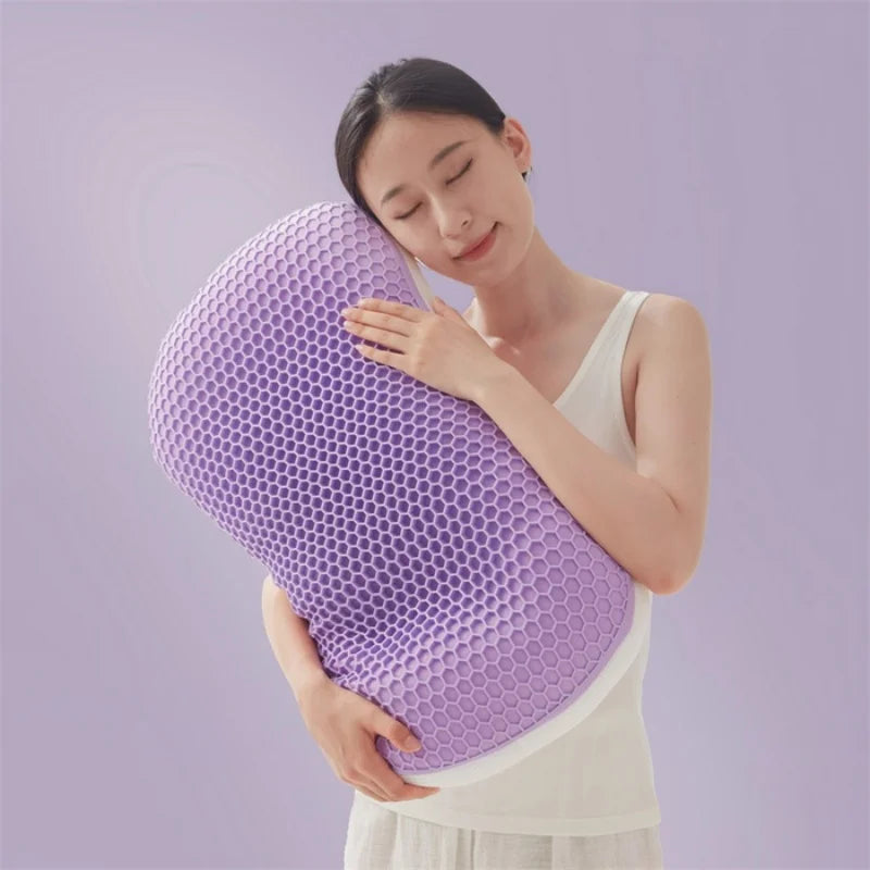 Purple Pectin TPE Honeycomb&Polyeste Pillow Breathable AB Side Summer Four Season Household Soft Neck Support Pillow Core 40*65