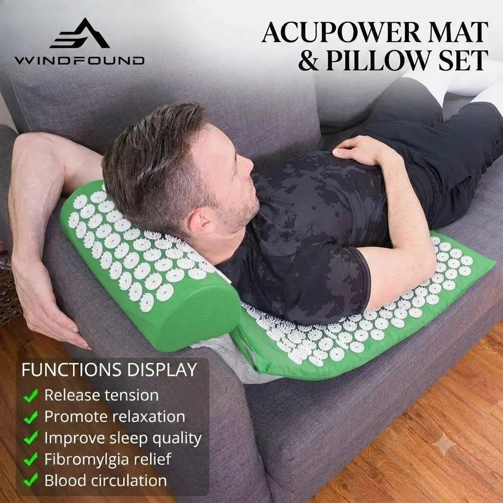 Acupressure Mat & Pillow Set Muscle Relaxation Back Neck Massager Cushion Kuznetsov Applicator Pad for Yoga Fitness Pain Relief