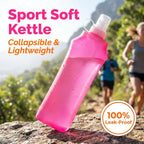 Collapsible Silicone Water Bottle with Bite Valve, Space Saving Foldable Water Container for Travel Camping Hiking Running