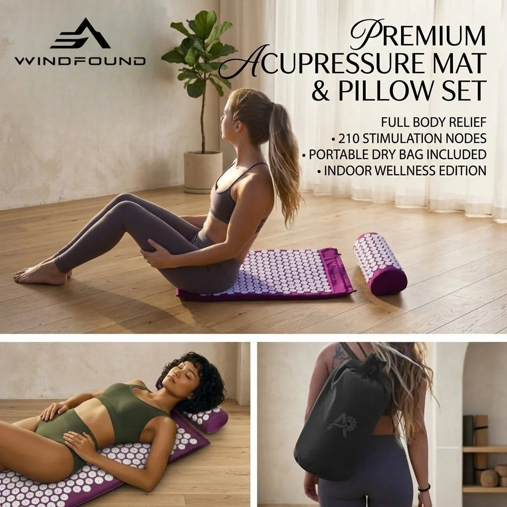 Acupressure Mat & Pillow Set Muscle Relaxation Back Neck Massager Cushion Kuznetsov Applicator Pad for Yoga Fitness Pain Relief