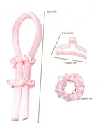 Heatless Curling Rod Headband No Heat Silk Ribbon Hair Roller Curls with Hair Claw Clip Lazy Natural Soft Wave DIY Styling Tool