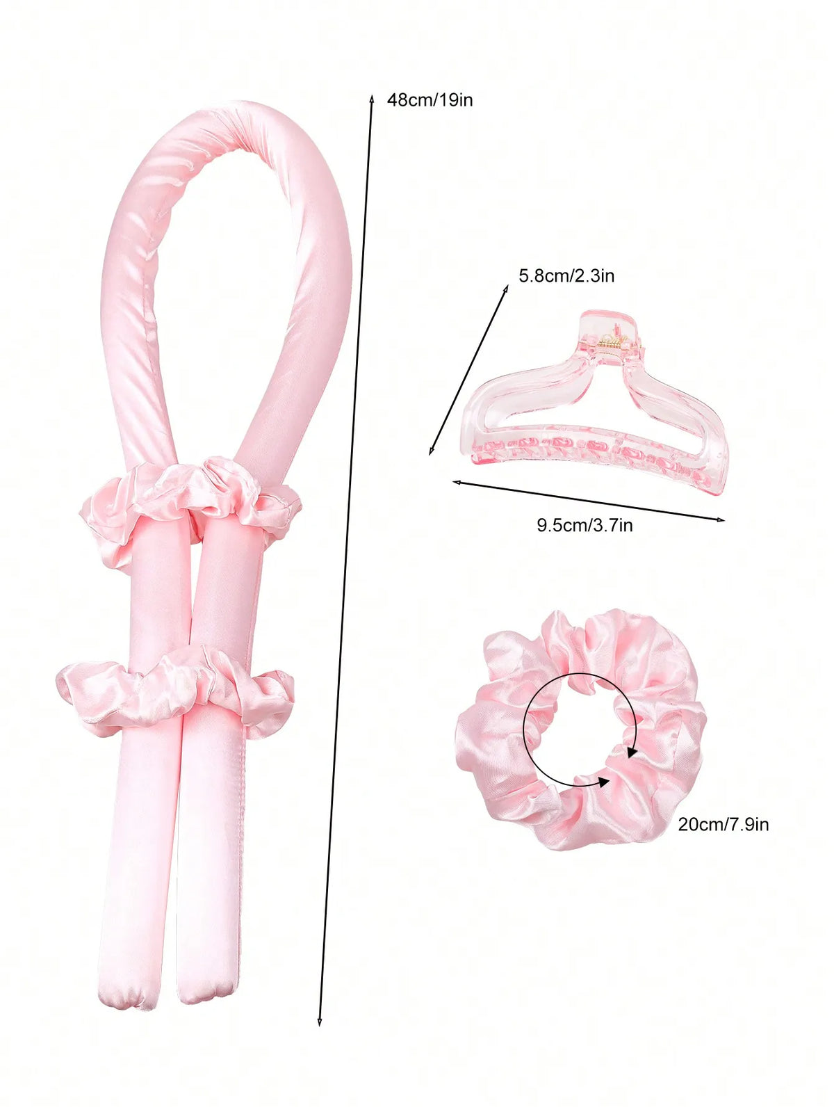 Heatless Curling Rod Headband No Heat Silk Ribbon Hair Roller Curls with Hair Claw Clip Lazy Natural Soft Wave DIY Styling Tool