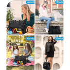 2 in 1 Lunch Tote Bag for Women Large Capacity Insulated 15.6 Inch Laptop Bag with Purse Lunch Compartment Computer Handbag