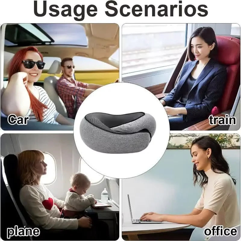 Memory Foam Travel Neck Pillow U-shaped Pillow Snail Style Travel Neck Support Portable Adjustable Soft Noon Break Sleep Pillows