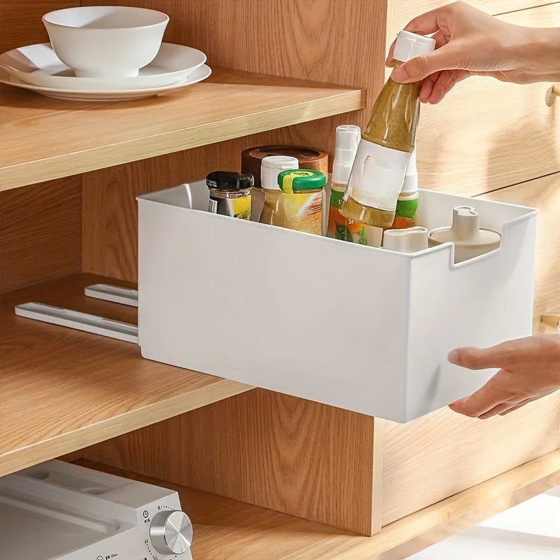 1pc kitchen spice track drawer storage box cabinet sundry organizer basket intimates cosmetics pull-out storage box