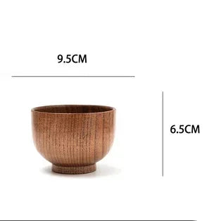 1 Pcs High Quality Eco-friendly Solid Round Wooden Bowl Polished Multi-Functional for Salad Fruits Soup Rice Kitchen Utensil