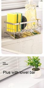 Sink Cleaning Tools Storage Rack Kitchen Multifunctional Stainless Steel Drain Rack for Sponge Cleanser Organizer Rag Hanger
