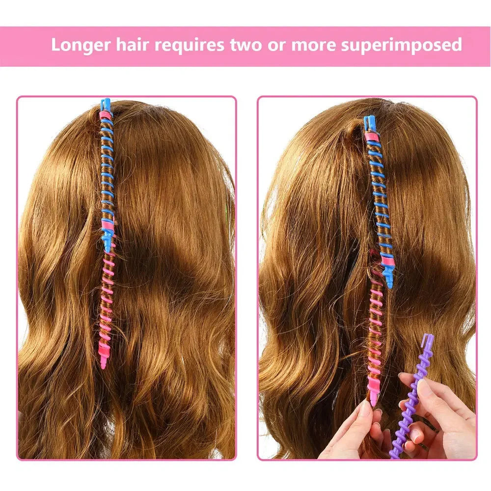 20Pcs Set Heatless Curls Mixed Color Spiral Hair Styling Tools Random Curling Rods for Cold Perming Suitable for Hair Salons