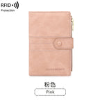 RFID Blocking Passport Bag, PU Solid Color, Zipper Buckle Wallet, Ticket Card Holder, Multi-functional Travel Passport Holder