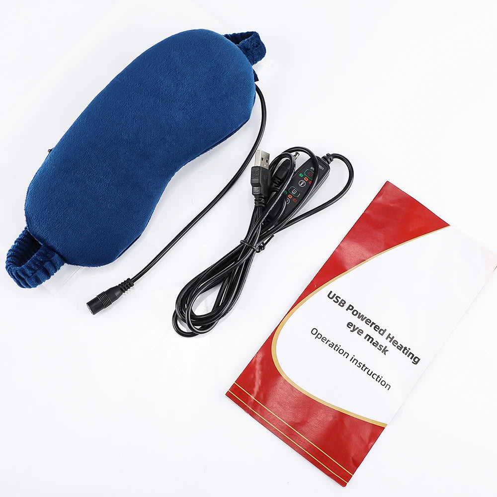 USB Eye Massager Heated Eye Shade Relieve Eye Fatiuge Remove Dark Circles Hot Eye Cover for Night Sleep Travel Office Eye Mask