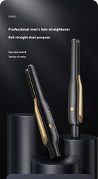 2-in-1 Mini Hair Straightener & Curler - Ceramic Fast Heating 140-220°C - Portable Flat Iron for Short Hair Travel Styling