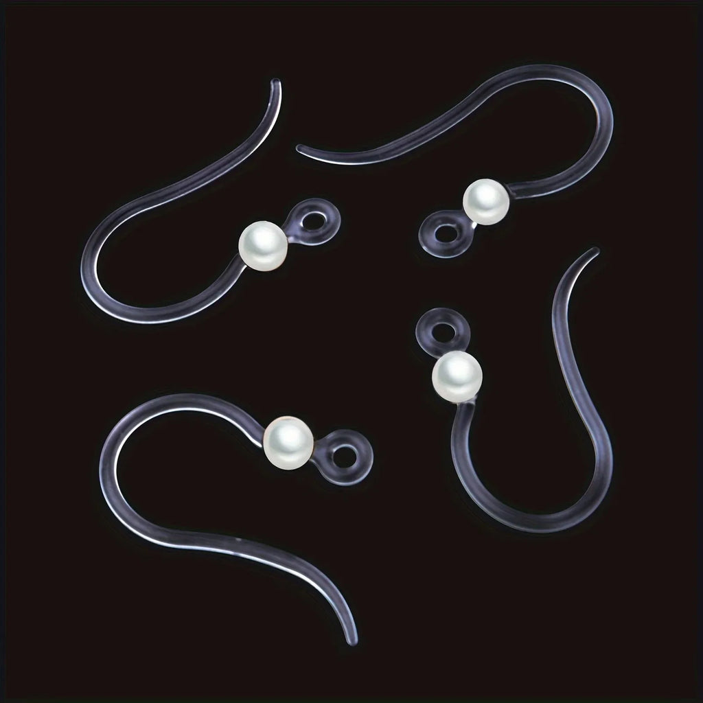 400Pcs:100Pc Hypoallergenic Earring Findings - Clear Hooks, Studs, 200 Backs & 100 Pearls Kit