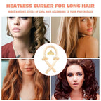 Heatless Curling Rod Headband No Heat Silk Ribbon Hair Roller Curls with Hair Claw Clip Lazy Natural Soft Wave DIY Styling Tool