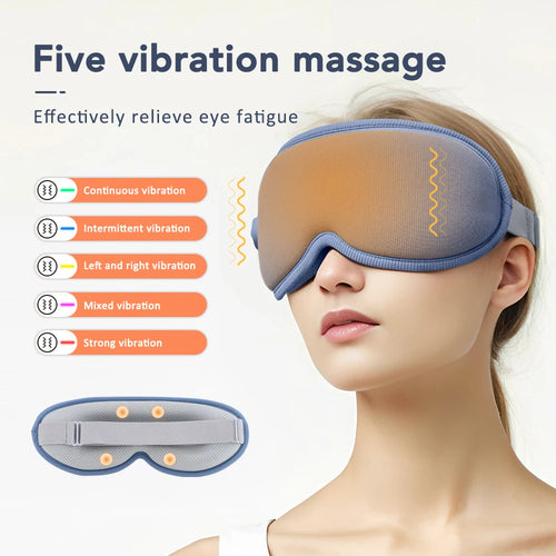 3D Eye Massager 5 Vibration 3 levels Temperature Heating Sleep Mask for Office Travel Reduce Dark Circles Eye Fatigue Eye Shade