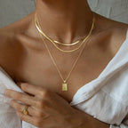 Layered Pedant Necklaces for Women Stackable 14K Real Gold Plated Silver Chain Necklace Layering Pendant Necklace Trendy Jewelry