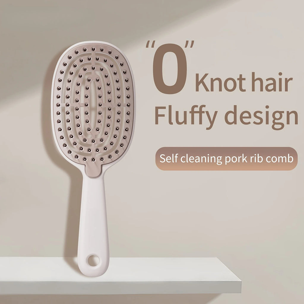 Quick Easy Clean Detangler Hairbrush - Retractable Comb with Self-Cleaning Nylon Bristles, Gentle Detangling & Hair Removal