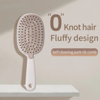 Quick Easy Clean Detangler Hairbrush - Retractable Comb with Self-Cleaning Nylon Bristles, Gentle Detangling & Hair Removal