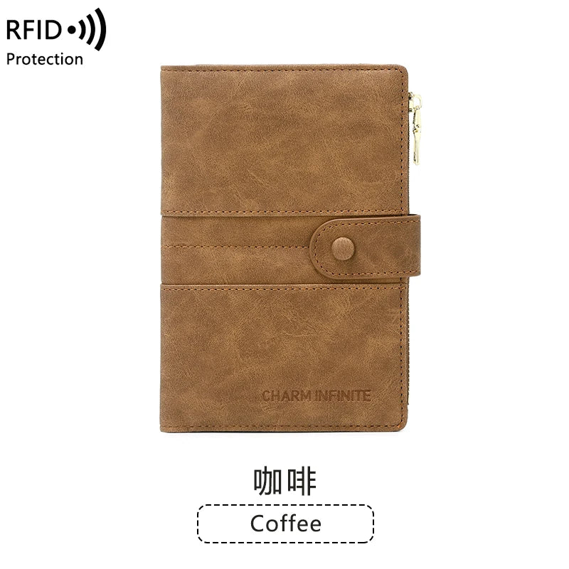 RFID Blocking Passport Bag, PU Solid Color, Zipper Buckle Wallet, Ticket Card Holder, Multi-functional Travel Passport Holder