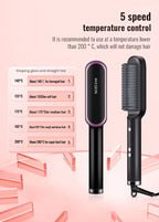 2in1 Hair Styler Straightening  Hot Comb Fast Heated Ceramic Negative Ion Curler Straightener Brush Anti-Scalding Styling Tools